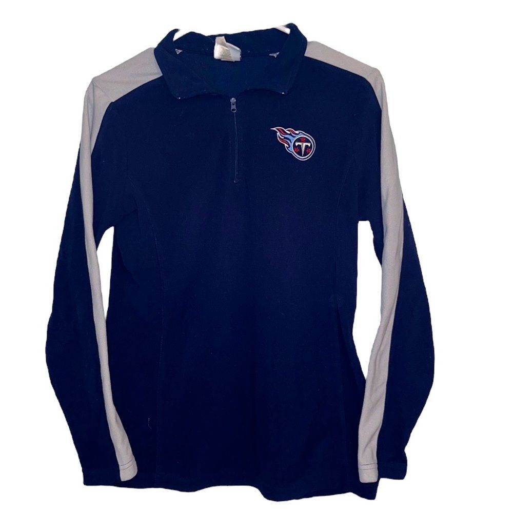 Women’s NFL Titans Navy and pale silver fleece 1/4 zip long sleeve pullover fall